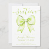 Coquette Lime Green Bow Sweet 16 Verjaardag Kaart (Voorkant)