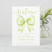 Coquette Lime Green Bow Sweet 16 Verjaardag Kaart (Staand voorkant)