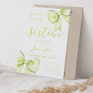 Coquette Lime Green Bow Sweet 16 Verjaardag Kaart