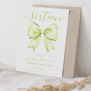 Coquette Lime Green Bow Sweet 16 Verjaardag Kaart