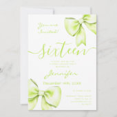 Coquette Lime Green Bow Sweet 16 Verjaardag Kaart (Voorkant)