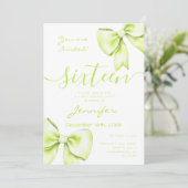 Coquette Lime Green Bow Sweet 16 Verjaardag Kaart (Staand voorkant)