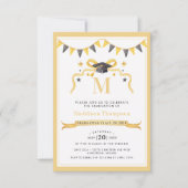 Coquette lint Afstuderen Monogram Crest Kaart (Voorkant)