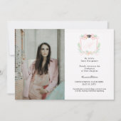 Coquette lint Afstuderen Monogram Crest Kaart (Voorkant)