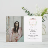 Coquette lint Afstuderen Monogram Crest Kaart (Staand voorkant)