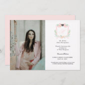 Coquette lint Afstuderen Monogram Crest Kaart (Voorkant / Achterkant)