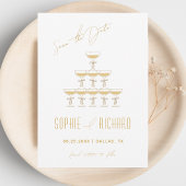 Coquette lint champagne fontein bruiloft save the date