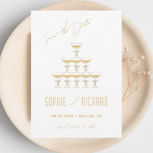 Coquette lint champagne toren fontein bruiloft save the date