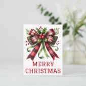 Coquette lint en strik kerstkaart (Staand voorkant)