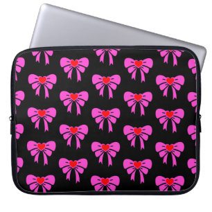 Coquette Lint Patroon Rood Roze Zwart y2k Preppy Laptop Sleeve