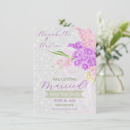 Coquette lintelboog in roze Boeket Save-The-Date Kaart
