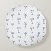 Coquette Little Bow Blauwe Grandmillenial Rond Kussen (Achterkant)