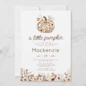 Coquette Little Pumpkin Floral Baby shower Kaart (Voorkant)