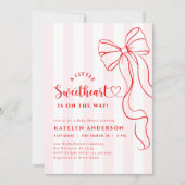 Coquette Little Sweetheart Baby Shower Invitation Kaart (Voorkant)