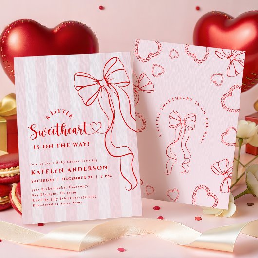 Coquette Little Sweetheart Baby Shower Invitation Kaart