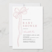 Coquette Long Pink Bow Ribbon Girl Baby shower Kaart (Voorkant)