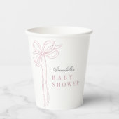 Coquette Long Pink Bow Ribbon Girl Baby Shower Papieren Bekers (Voorkant)
