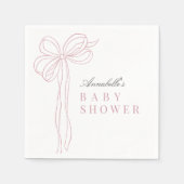 Coquette Long Pink Bow Ribbon Girl Baby Shower Servet (Voorkant)
