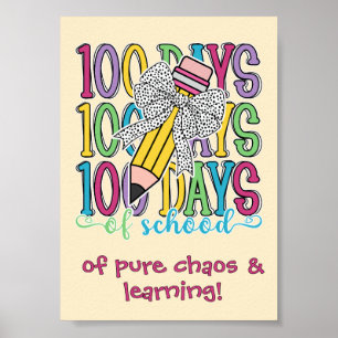 Coquette Luipaard Potlood Strik 100 Dagen School Poster