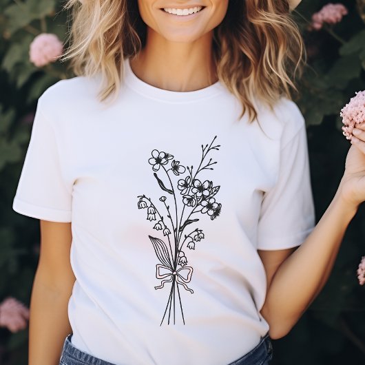 Coquette Maand Geboorte Bloem T-shirt