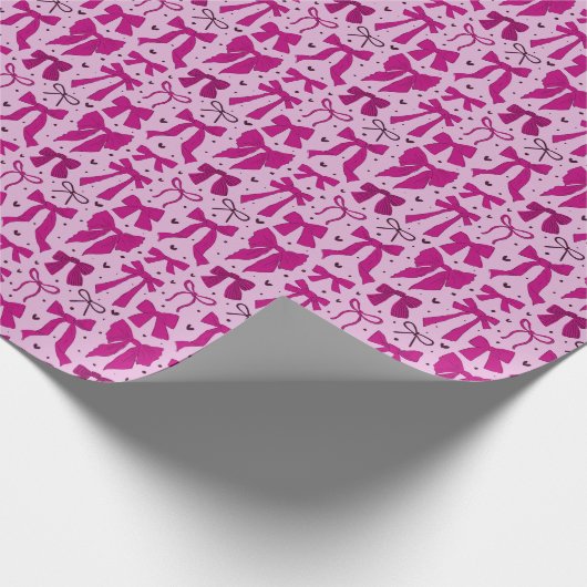 Coquette Magenta Bogen & Harten Cadeaupapier (Hoek)