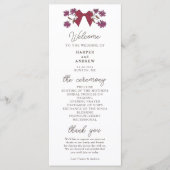 Coquette Magenta Bows Wedding Ceremony Programma Programmakaart (Voorkant)