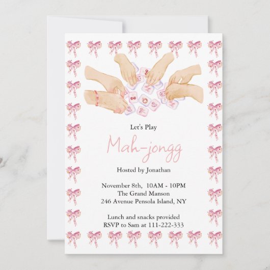 Coquette Mahjong Party Kaart (Voorkant)
