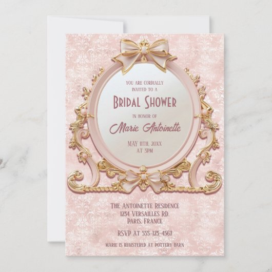 Coquette Marie Antoinette Rococo Vrijgezellenfeest Kaart (Voorkant)