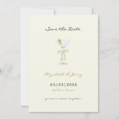 Coquette Martini Bow Handgeschreven Save the Date (Voorkant)