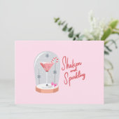 Coquette Martini Snow Globe Feestdagenkaart (Staand voorkant)