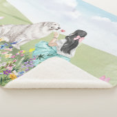 Coquette Meisje en Hond Spring Meadow Sherpa Blank Deken (3/4)