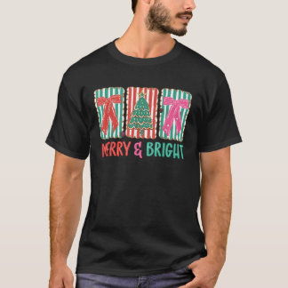 Coquette Merry Bright Christmas Bows Tree Girl Wom T-shirt