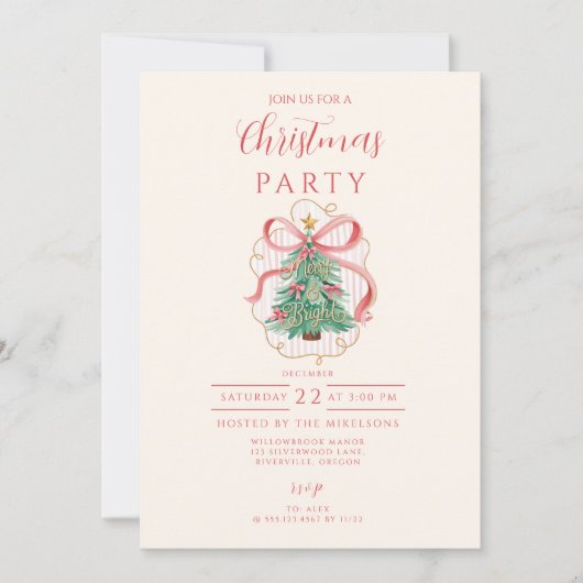 Coquette Merry & Bright Christmas Kaart (Voorkant)