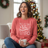 Coquette Merry Christmas Doodles Tree Bow Tri-Blend Shirt