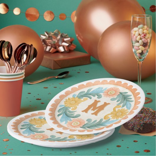 Coquette Mexicaanse Talavera Monogram Papieren Bordje (Multi)