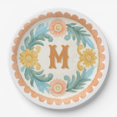 Coquette Mexicaanse Talavera Monogram Papieren Bordje (Voorkant)