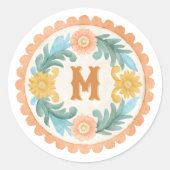 Coquette Mexicaanse Talavera Monogram Ronde Sticker (Voorkant)