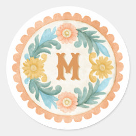 Coquette Mexicaanse Talavera Monogram Ronde Sticker
