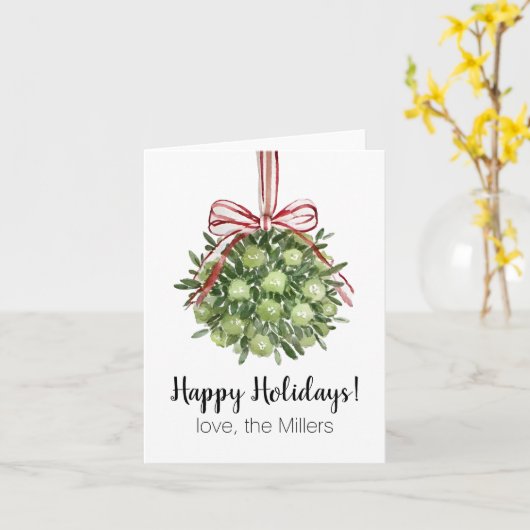 Coquette Mistletoe Watercolor Kerstkaarten Kaart (Gele Bloem)