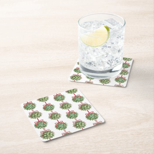Coquette Mistletoe Waterverf Kerst Onderzetters (Insitu)