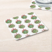 Coquette Mistletoe Waterverf Kerst Onderzetters (Schuin)