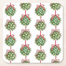 Coquette Mistletoe Waterverf Kerst Onderzetters