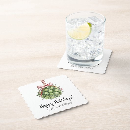 Coquette Mistletoe Waterverf Kerst Onderzetters (Insitu)