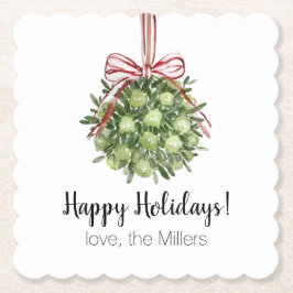 Coquette Mistletoe Waterverf Kerst Onderzetters