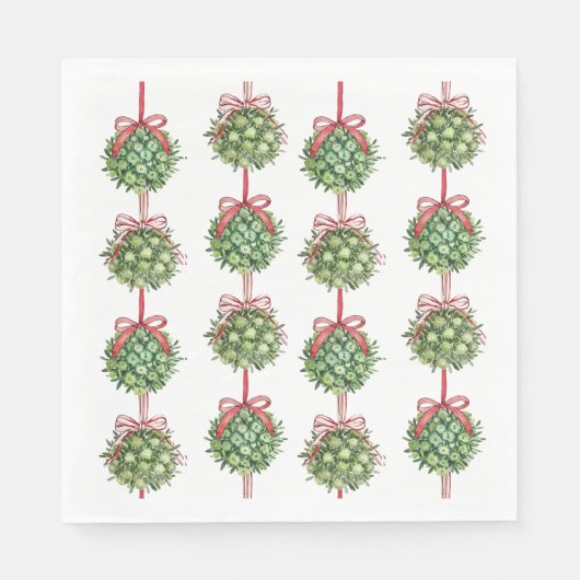 Coquette Mistletoe Waterverf Kerstservetten Servet (Voorkant)