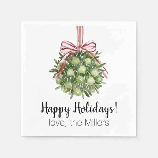 Coquette Mistletoe Waterverf Kerstservetten Servet (Voorkant)