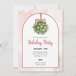 Coquette Mistletoe Waterverf Kerstuitnodiging Kaart