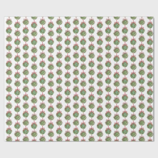 Coquette Mistletoe Waterverf Wrapping Paper Cadeaupapier (Zoom)
