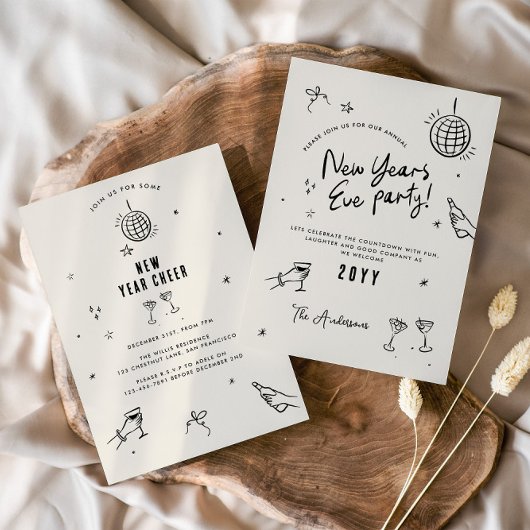 Coquette moderne typografie New Yeats Eve party Kaart