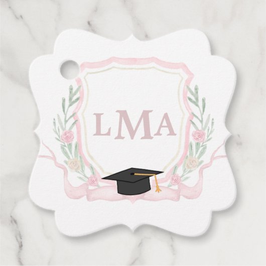 Coquette monogram Afstuderen Bedankjes Labels (Voorkant)